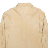ARMANI JEANS Womens Beige Striped Shirt L Classic Button Up Polyester Blend
