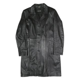 VERA PELLE Womens Black Faux Leather Coach Jacket M Woven Fabric Classic Fit