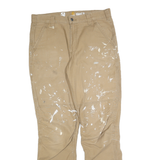 CARHARTT Mens Cotton Blend Beige Relaxed Straight Trousers W34 L34 Workwear