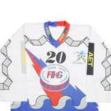INTERHOCKEY Mens White Blue Red Hockey T-Shirt XL Long Sleeve V-Neck Sport