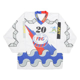 INTERHOCKEY Mens White Blue Red Hockey T-Shirt XL Long Sleeve V-Neck Sport