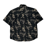Nautical Print Puritan Graphic Hawaiian Shirt - Large Black Cotton
