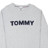 TOMMY HILFIGER Mens Grey Crew Neck Patterned Jumper Cotton Blend L Casual Wear