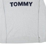 TOMMY HILFIGER Mens Grey Crew Neck Patterned Jumper Cotton Blend L Casual Wear