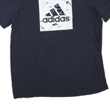 ADIDAS Mens Black Graphic T-Shirt L Short Sleeve Crew Neck Cotton Blend
