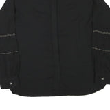 ZARA Womens Black Studded Shirt Long Sleeve Collared Top M Stylish Workwear