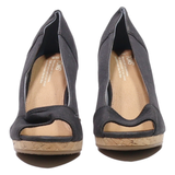 TOMS Wedge Heels Black Canvas Womens UK 7