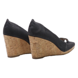 TOMS Wedge Heels Black Canvas Womens UK 7