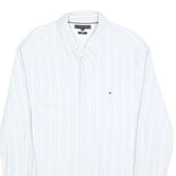 TOMMY HILFIGER Mens White & Cream Stripe Shirt 2XL Classic Button Down Cotton
