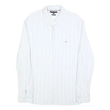 TOMMY HILFIGER Mens White & Cream Stripe Shirt 2XL Classic Button Down Cotton