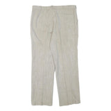 Beige Mens Cotton Blend Regular Fit Straight Leg Trousers W36 L30 Summer Casual