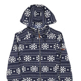 ROXY Womens Blue & White Patterned Full Zip Hoodie S Polyester Blend Casual