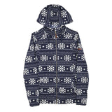 ROXY Womens Blue & White Patterned Full Zip Hoodie S Polyester Blend Casual