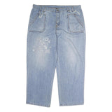 CODE JEANS Mens Loose Blue Denim Light W44 L33 Casual Zip Pockets Comfort