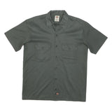 DICKIES Mens Grey Plain Shirt Cotton Blend M Workwear Casual Utility