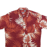 VAN HEUSEN Mens Red & Orange Leaf Pattern Casual Shirt M Summer Tropical Short