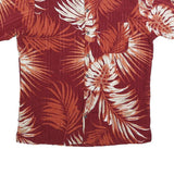 VAN HEUSEN Mens Red & Orange Leaf Pattern Casual Shirt M Summer Tropical Short
