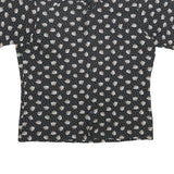 SEARS Mens Black Floral Print Short Sleeve Shirt L Retro Style Summer Casual