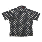 SEARS Mens Black Floral Print Short Sleeve Shirt L Retro Style Summer Casual