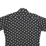 SEARS Mens Black Floral Print Short Sleeve Shirt L Retro Style Summer Casual
