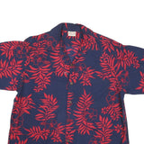 GO BEARFOOT Mens Navy & Red Floral Cotton Blend Hawaiian Shirt L Comfortable