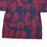 GO BEARFOOT Mens Navy & Red Floral Cotton Blend Hawaiian Shirt L Comfortable