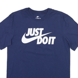 NIKE Mens Blue Just Do It Graphic T-Shirt S Short Sleeve Crew Neck Printed