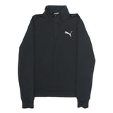 PUMA Mens Black 1/4 Zip S Sweatshirt Cotton Blend Pullover Sportswear