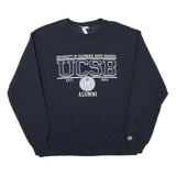 CHAMPION Mens Navy Blue UCSB Alumni Crew Neck L Cotton Blend Sweatshirt