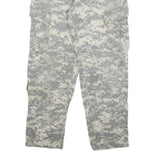 Mens Cotton Blend Grey Camouflage Regular Cargo Trousers W28 L30 Durable Button