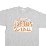 PORT & COMPANY Mens Grey & Orange Burton Softball Graphic T-Shirt M Short Sleeve