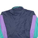 MC DUE Mens Purple & Green Nylon Colourblock Jacket L Windbreaker Zip Closure