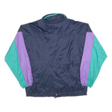 MC DUE Mens Purple & Green Nylon Colourblock Jacket L Windbreaker Zip Closure