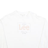 LEE Womens White Cotton Crew Neck M Sweatshirt Authentic Logo Printed Casual