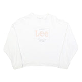 LEE Womens White Cotton Crew Neck M Sweatshirt Authentic Logo Printed Casual