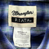 Wrangler Tall Shirt - Large Blue Cotton Blend