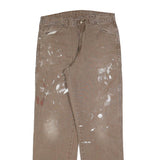 DICKIES Mens Jeans Brown Regular Straight Denim W34 L34 Workwear Zip Closure