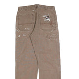 DICKIES Mens Jeans Brown Regular Straight Denim W34 L34 Workwear Zip Closure