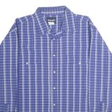 WRANGLER Mens Blue & White Check Shirt XL Cotton Blend Button Front Long Sleeve