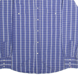 WRANGLER Mens Blue & White Check Shirt XL Cotton Blend Button Front Long Sleeve