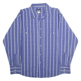 WRANGLER Mens Blue & White Check Shirt XL Cotton Blend Button Front Long Sleeve