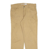 CARHARTT Mens Regular Fit Beige Trousers W36 L34 Cotton Blend Zip Pocket