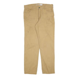 CARHARTT Mens Regular Fit Beige Trousers W36 L34 Cotton Blend Zip Pocket