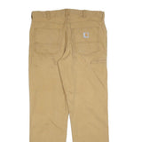 CARHARTT Mens Regular Fit Beige Trousers W36 L34 Cotton Blend Zip Pocket