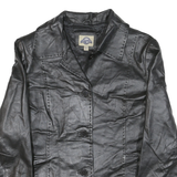 SHAVER LANE Womens Black Leather Button Jacket S Plain Stylish Outerwear
