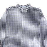 CHAPS Mens Blue & White Check Shirt XL Cotton Blend Long Sleeve Button Down