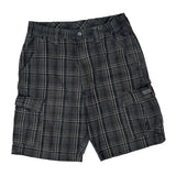 Wrangler Checked Cargo Shorts - 32W 11L Grey Cotton
