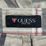 Guess Checked Cargo Shorts - 34W 11L Beige Cotton