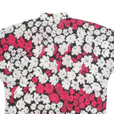 Womens Black White & Pink Floral Print Shirt Short Sleeve Collared M Polyester
