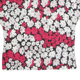 Womens Black White & Pink Floral Print Shirt Short Sleeve Collared M Polyester